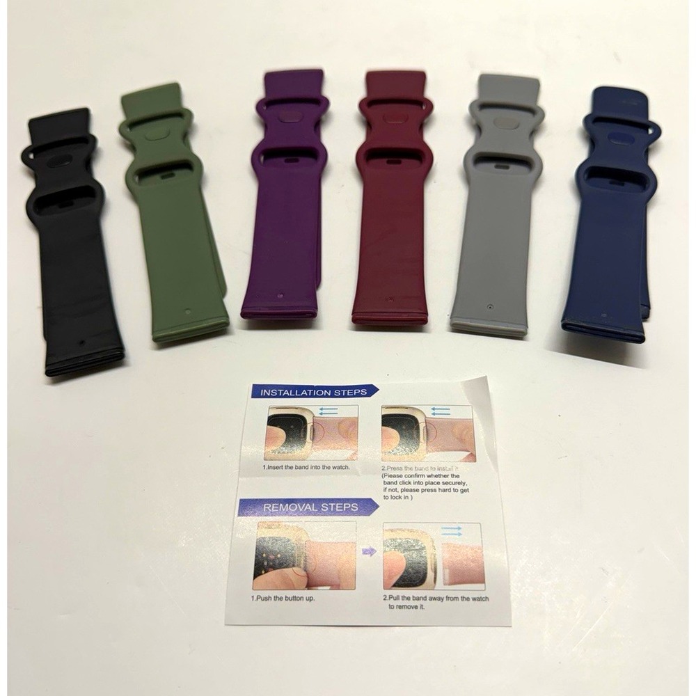 Silicone Smart Watch Strap Bands 6-Pack Multicolor Fitbit Versa 3 Compatible